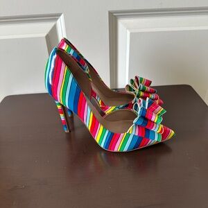 Betsey Johnson Prince-P Colorful Strip Bow Pumps Size 6